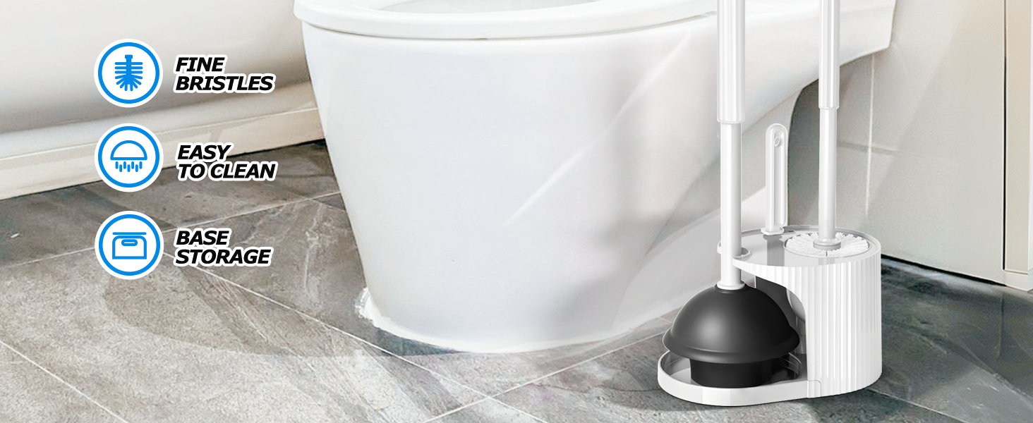 FORASTO 3 in 1 Toilet Brush and Plunger Set