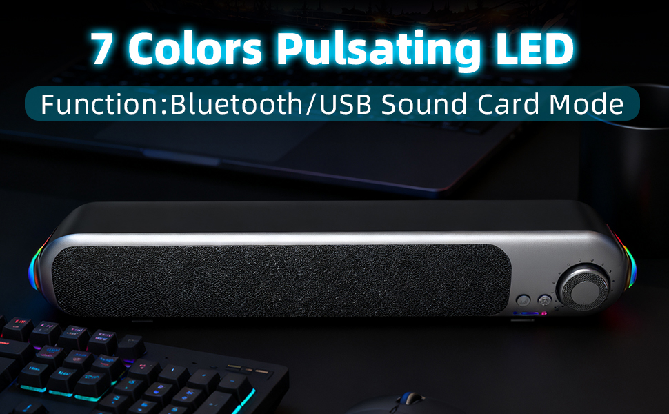 Computer Speakers for Desktop PC with 7 - Color Pulsating LED