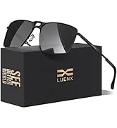 LUENX Square Aviator Polarized Sunglasses Men Retro Rectangular Shades with Spring Hinge - UV 400...