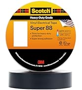 3M Scotch Vinyl Electrical Tape Super 88, 3/4 in x 36 yd (108 ft), Black, 1 Long Roll, Premium Gr...
