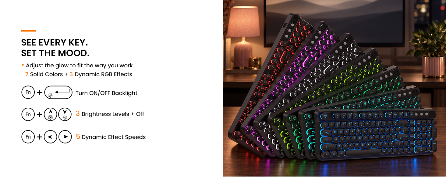SEE EVERY KEY. SET THE MOOD.