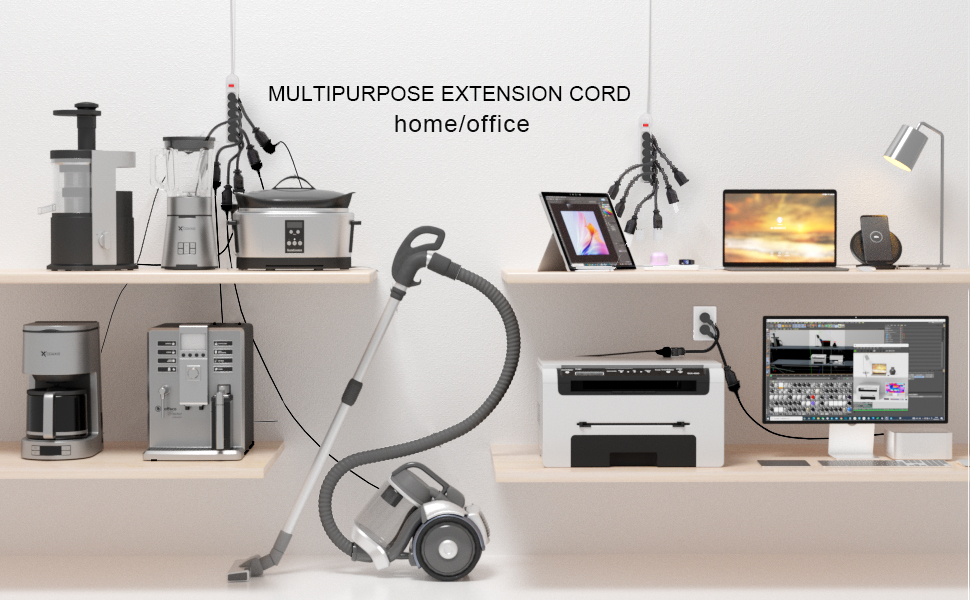 14 Gauge Flat Plug Extension Cord 15A 1875W 125V 14AWG SJTW