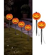 4PK Halloween Pumpkin Pathway Lights Outdoor, 7Ft Jack O Lantern Stake String Lights Waterproof, ...