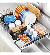 TOOLF Extendable Dish Drying Rack, 2 in 1 Multifunction Dish Rack for Kitchen Counter, Expandable...