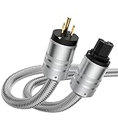 Tertullus 1 Pcs Audiophile AC Power Cable Silver HiFi Power Cord with US Plug IEC Connector (2m/6...