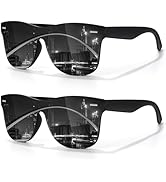 LINVO Trendy Polarized Mirrored Sunglasses Men Women, Flat One Piece Reflective Shades for Drivin...