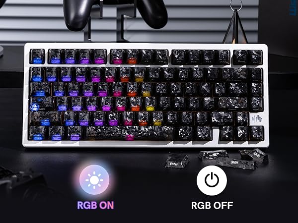 Clear keycaps,Translucent keycaps,Shine Throug Key caps,Side Print,Cherry Profile custom Keycaps