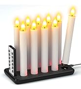 SoulBay 10pcs Flameless Candles with Charging Base and Remote, 6.7 inch Long Realistic Flickering...