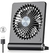 Koonie USB Fan, Strong Wind Ultra Quiet Small Desk Fan 220° Tilt Folding 3 Speeds Adjustable USB-...