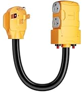 MECMO 50 Amp to 20 Amp 110V RV Distribution Adapter, NEMA 14-50P to 4 X 5-20R/15R RV 4-Prong to M...