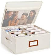 HULISEN Photo Storage Box, Photo Organizer for 2000 4x6 Pictures, Beige | Linen Keepsake Box with...