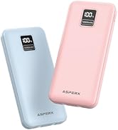 AsperX 2-Pack 10000mAh Portable Charger with Built-in Cables, USB C Output Power Bank Fast Chargi...