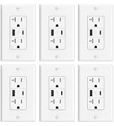 ThunderWay USB Outlet, 4.2A 20 Amp Wall Outlet with USB Ports | 21W Fast Charging, White, 6 Pack,...