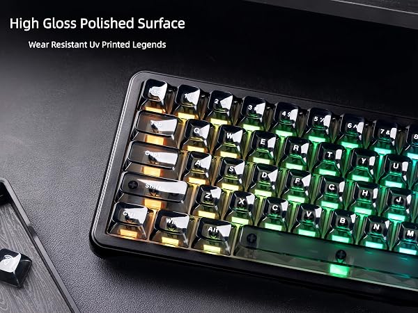 Black Grey Jelly keycaps, Shine Through Keyboard caps Clear Set,Ice Crystal Translucent Key caps