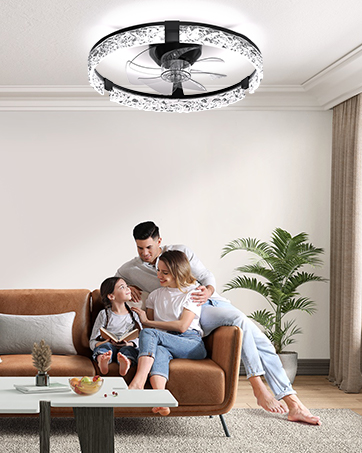 black ceiling fan with light