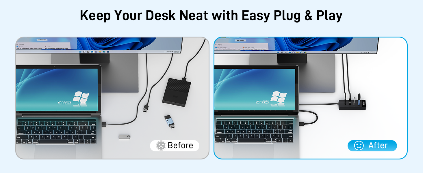 4 Port USB 3.0 Hub 10FT Long Cable