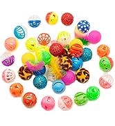 Fashion's Talk Cat Toys 40 Pack Plastic Ball Lattice Balls with Bell Jingle Bulk Kitten Toy, Gift...