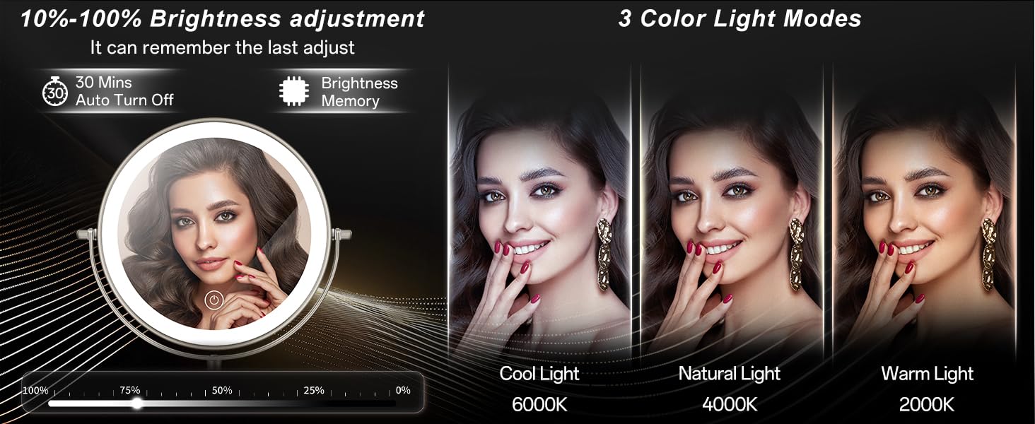 3 color light modes mirror