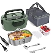 Vabaso Electric Lunch Box for Adults, 80W Heated Lunch Box Portable Food Warmer Lunch Box for Wor...