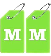 Gostwo 2 Pack Silicone Luggage Tags for Suitcases, 26 Initial Letter Baggage Labels Handbag Schoo...
