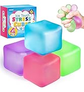 4 Pack Stress Cube, Slow Rising Ice Cube Stress Balls for Adults Kids, Sensory Fidget Toy for Anx...