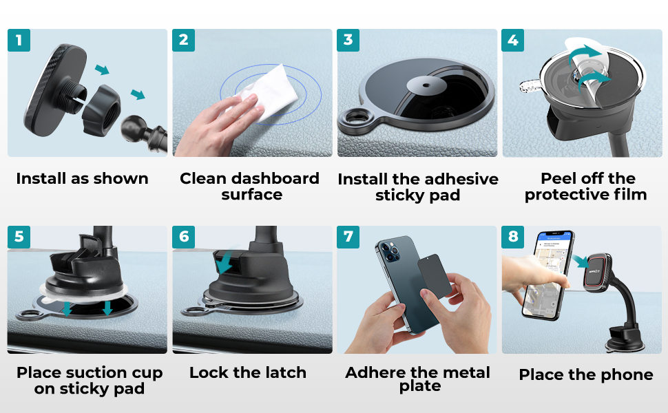 Magnetic Windshield Phone Mount Installation Steps