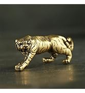 Kryoflare Vintage Tiger King Figurine, Gold Antique Copper, Brass Animal Ornament, Desk Decor Col...