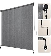 Artpuch Outdoor Roller Shade 8' W x 8' H, Gray Exterior Cordless Patio Shades Roll Up Blinds with...