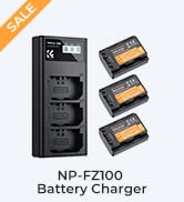 K&amp;F Concept NP-FZ100 Battery and Three Slot Charger, 3-Pack Replacement Battery for Sony A7iii, A...