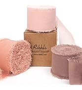 Ribbli Chiffon Ribbon 1.5 inch x 30 Yard Handmade Silk Ribbon, Blush Pink/Dusty Pink/Mauve Fringe...