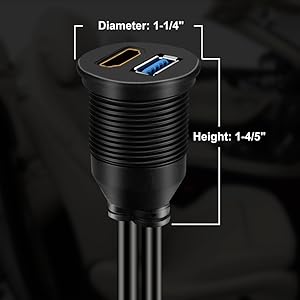 BATIGE USB 3.0 and HDMI CAR MOUNT FLUSH CABLE size
