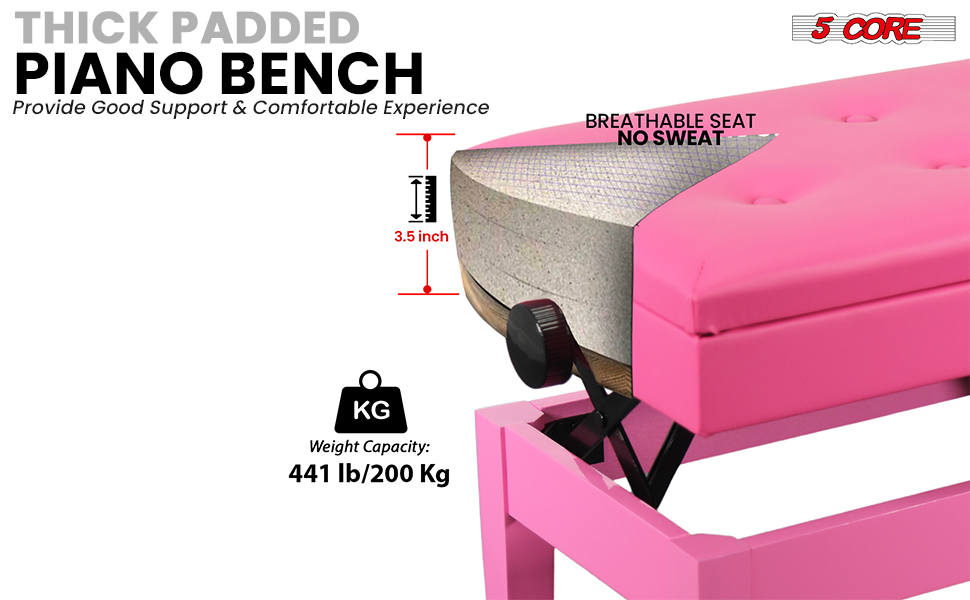Thick Padded Piano Bench