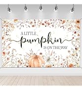 Mocsicka Little Pumpkin Baby Shower Decorations Backdrop for Fall 6x3.6ft | A Little Pumpkin is o...