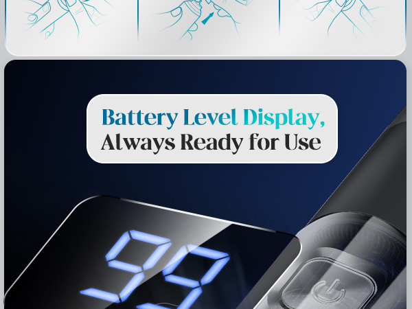 Battery Level Display, Always Ready for Use