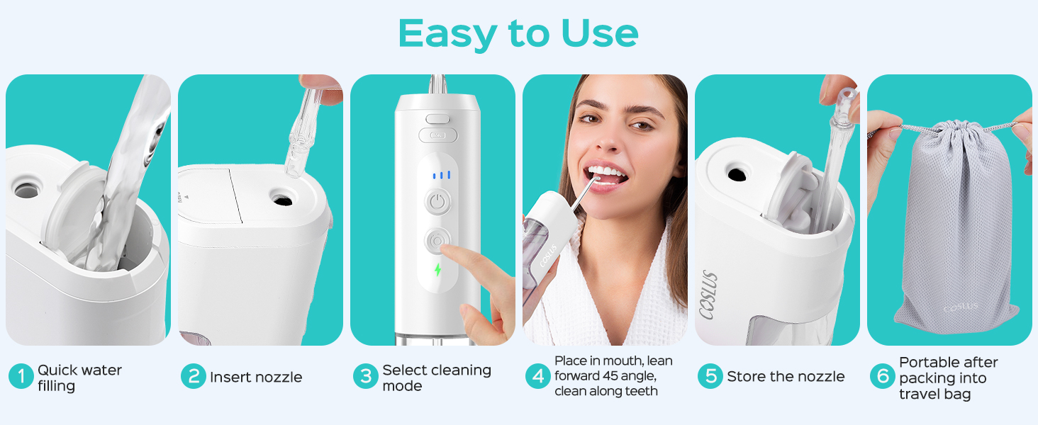 Water Flosser, Water Dental Flosser Pick for Teeth: COSLUS Mini Portable Travel Floss Picks