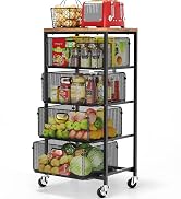 Metal Rolling Cart with 4 Drawers and Toptable