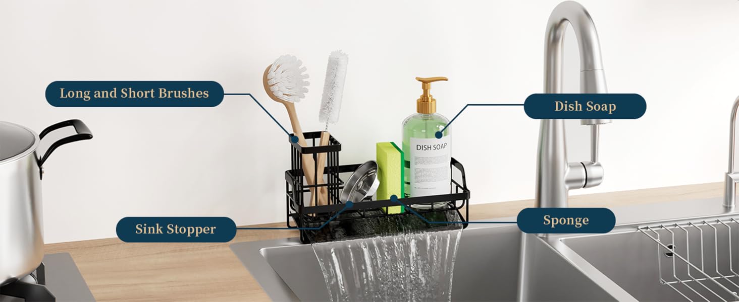 sponge and brush holder for kitchen sink