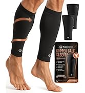TheraCopper Copper Calf Compression Sleeve — Premium Copper Compression Shin Sleeve for Men &amp; Wom...
