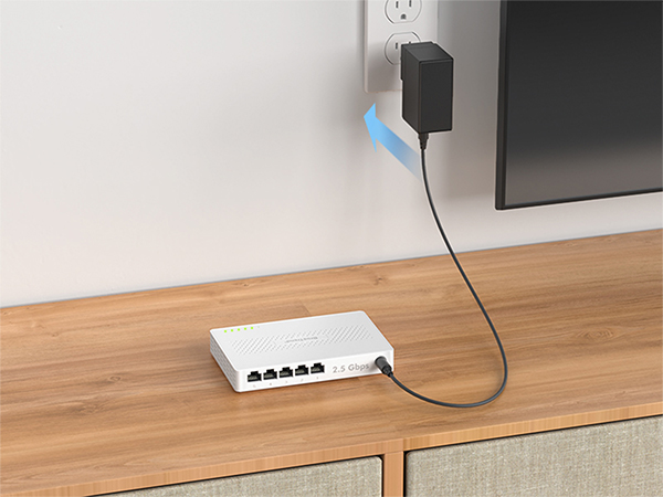 Setup Step One Connect the Power Adapter to the Ethernet Switch to Power It up