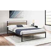 Monarch Specialties I 6070Q Bed, Bedroom, Frame Only, Platform Bed, Queen Size, Dark Taupe Lamina...