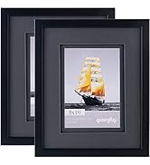 YAETM 8x10 Double Floating Mat Picture Frame Set of 2, Display Picture 5x7 with black Double Mat,...