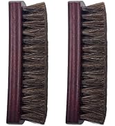 Ponward 2 Pcs Horsehair Shoe Brush, Shoes Cleaning Polish Brush with Wooden Concaved Handle Soft ...
