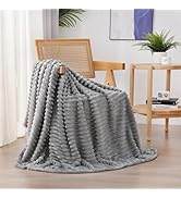 Linecooo Grey Fleece Throw Blanket 50”×60” for Couch Sofa Bed,Super Soft Cozy Plush Microfiber Fl...
