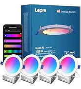 Lepro R2 AI Smart LED Recessed Lighting 6 Inch, RGBCW APP Control Ceiling Lights, Alexa &amp; Google ...