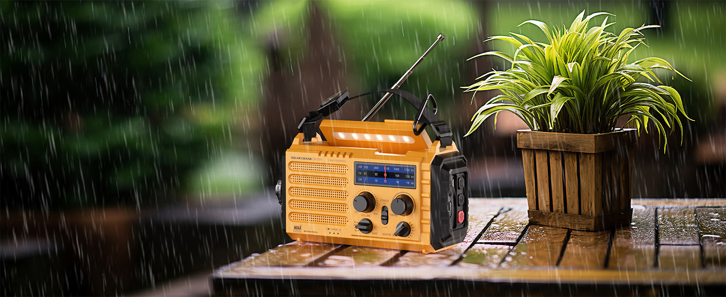 water resistant wind up radio emergency with phone charger