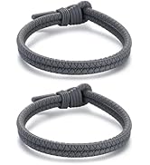 Metzm Adjustable Silicone Nautical Surfer Braided Rope Bracelet for Men Women - Waterproof Rubber...