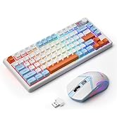 BlueFinger 75% Wireless Gaming Keyboard and Mouse with Smart Display, Rechargeable Light Up Wirel...