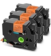 COLORWING 24mm 0.94 Orange Label Tape TZe-B51 TZB51 Laminated 1 Inch TZe TZ Tape Compatible with ...