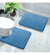 Yimobra Memory Foam Bath Mat Set, 2 Piece Soft Bathroom Rug,17x24 and 24x20.4 U-Shaped Bathroom M...