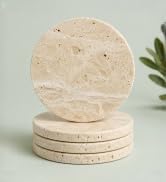 Natural Travertine Stone Coasters Set of 4
